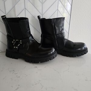 Black Leather Ankle Boots